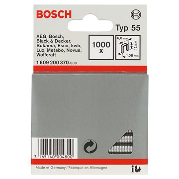 

BOSCH Úzké sponky do sponkovačky, typ 55 6 × 1,08 × 12 mm 1.609.200.370