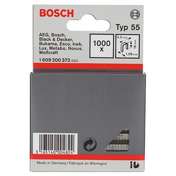 

BOSCH Úzké sponky do sponkovačky, typ 55 6 × 1,08 × 16 mm 1.609.200.372