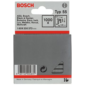 

BOSCH Úzké sponky do sponkovačky, typ 55 6 × 1,08 × 19 mm 1.609.200.373