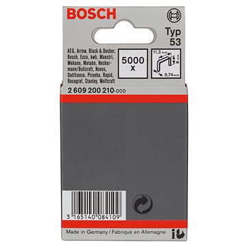 

BOSCH Sponky do sponkovačky z tenkého drátu, typ 53 11,4 × 0,74 × 8 mm 2.609.200.210