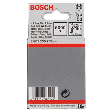 

BOSCH Sponky do sponkovačky z tenkého drátu, typ 53 11,4 × 0,74 × 14 mm 2.609.200.213
