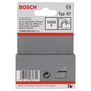 

BOSCH Sponky do sponkovačky z plochého drátu, typ 57 10,6 × 1,25 × 10 mm 2.609.200.231