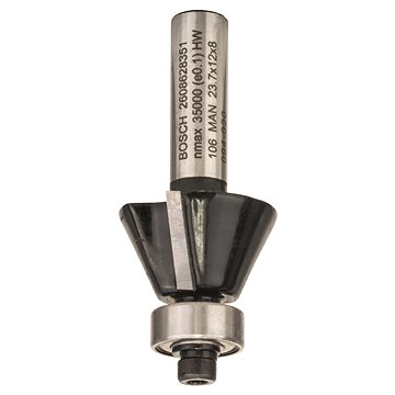 

BOSCH Fazetovací zarovnávací fréza, 8 mm, D1 23,7 mm, B 5,5 mm, L 12 mm, G 54 mm, 25° 2.608.628.351