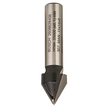

BOSCH Drážkovací fréza tvaru V, 8 mm, D1 11 mm, L 14 mm, G 45 mm, 60° 2.608.628.406