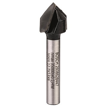 

BOSCH Drážkovací fréza tvaru V, 6 mm, D1 12,7 mm, L 12,7 mm, G 45 mm, 90° 2.608.628.447
