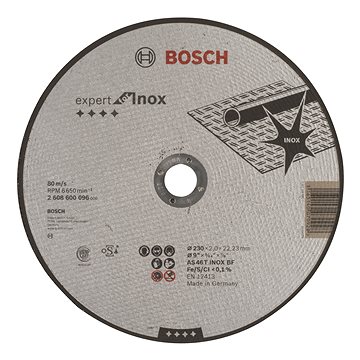 

BOSCH Dělicí kotouč rovný Expert for Inox AS 46 T INOX BF, 230 mm, 2,0 mm 2.608.600.096