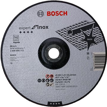 

BOSCH Expert for Inox - Rapido AS 46 T INOX BF, 230 mm, 1,9 mm 2.608.600.711