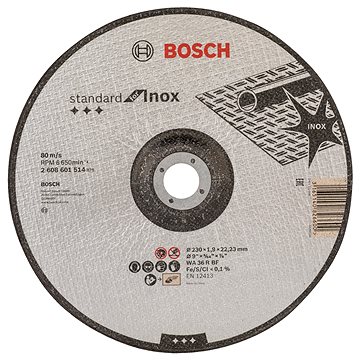 

BOSCH Dělicí kotouč profil. Standard for Inox WA 36 R BF, 230 mm, 22,23 mm, 1,9 mm 2.608.601.514
