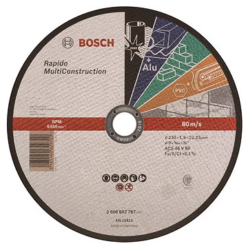 

BOSCH Dělicí kotouč rovný Rapido Multi Construction ACS 46 V BF, 230 mm, 1,9 mm 2.608.602.767