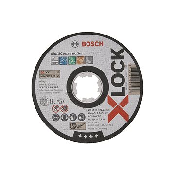 

BOSCH Plochý řezný kotouč Multi Material systému X-LOCK, 115 × 1 × 22,23 2.608.619.268