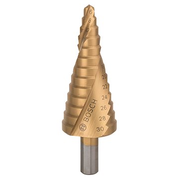 

BOSCH Stupňovité vrtáky HSS-TiN 6 - 30 mm, 10,0 mm, 93,5 mm 2.608.587.430