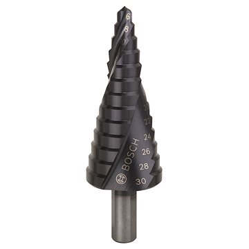 

BOSCH Stupňovitý vrták HSS-AlTiN 6 - 30 mm, 10,0 mm, 93,5 mm 2.608.588.067