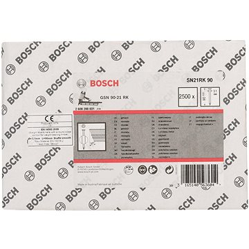 

BOSCH Hřebíky s kulatou hlavou v pásu SN21RK 90 3,1 mm, 90 mm, bez povrchové úpravy, hladký