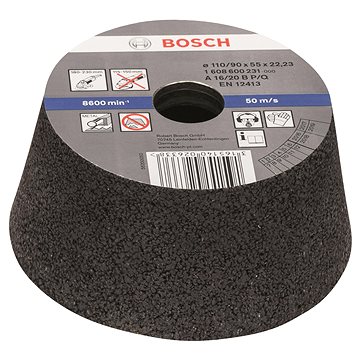 

BOSCH Hrncový brusný kotouč - kov/litina 90 mm 110 mm 55 mm 16 1.608.600.231