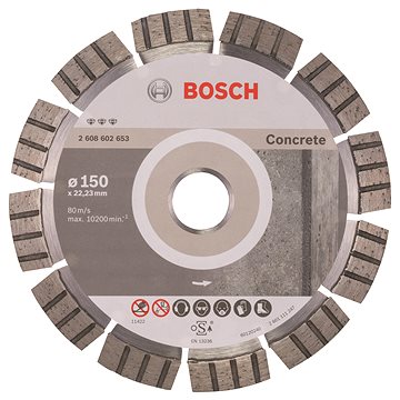 

BOSCH Diamantový dělicí kotouč Best for Concrete 150 x 22,23 x 2,4 x 12 mm 2.608.602.653