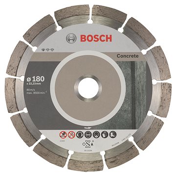 

BOSCH Diamantový dělicí kotouč Standard for Concrete 180 x 22,23 x 2 x 10 mm 2.608.603.242