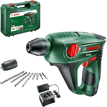 

BOSCH Vrtací kladivo AKU Uneo 12 Li, 1x 2Ah, nabíječka, kufr 0.603.984.00D