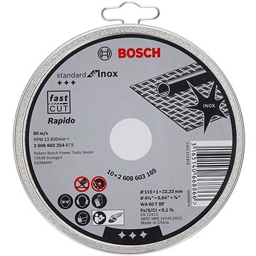 

BOSCH Řezací kotouče Standard for Inox, 10ks 2.608.603.254