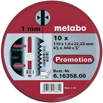

METABO Sada řezných kotoučů METABO SP 115x1,0x22,23 Inox