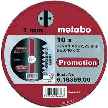 

METABO 10 dílná sada řezných kotoučů 125 x 1mm