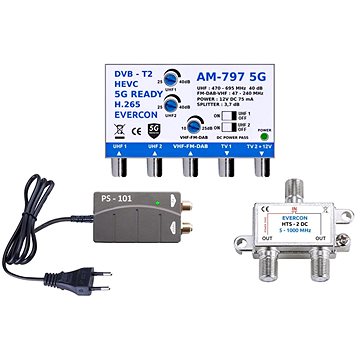 

EVERCON anténní set pro 3 TV 797-101-3 pro DVB-T2