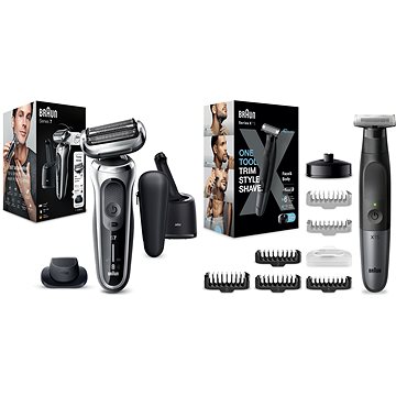 

Braun Series 7 71-S7200cc Silver + zastřihovač Braun Series X XT5300