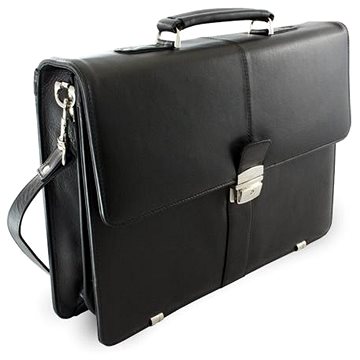 

Arwel Černá kožená manažerská aktovka s přihrádkou pro notebook Walter