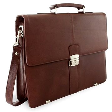 

Arwel Hnědá kožená manažerská aktovka s přihrádkou pro notebook Walter