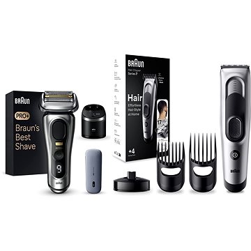 

Braun Series 9 PRO+ Wet&Dry + zastřihovač Braun Series 7 HC7390