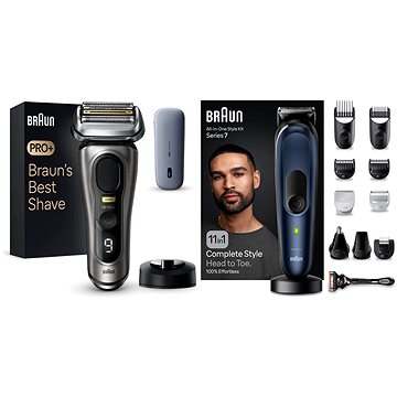 

Braun Series 9 PRO+ Wet & Dry + Braun multifunkční zastřihovač 7 MGK7450
