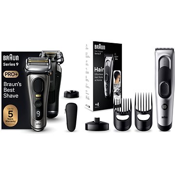 

Braun Series 9 PRO+ Tmavě šedý + zastřihovač Braun Series 7 HC7390