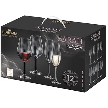 

Bohemia Royal Crystal SARAH WATERFALL Sada sklenic na víno 12 ks