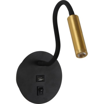 

BRILAGI LED Flexibilní nástěnná lampa s USB portem MAYA LED/3W/230V černá/zlatá