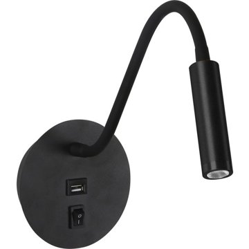 

BRILAGI LED Flexibilní nástěnná lampa s USB portem MAYA LED/3W/230V černá