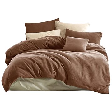 

Brotex Mušelínové prodloužené povlečení 140 × 220, 70 × 90 cm, hnědé
