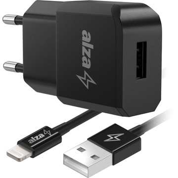 

AlzaPower Smart Charger 2.1A černá + Core Lightning MFi (C189) 1m černý