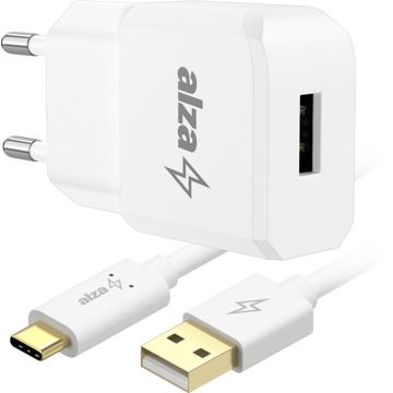 

AlzaPower Smart Charger 2.1A bílá + Core USB-C 2.0 1m bílý