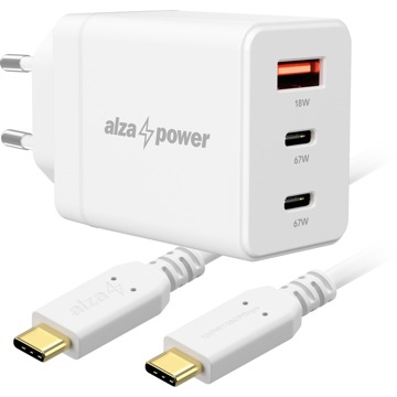 

AlzaPower G610CCA Fast Charge 67W bílá + Core USB-C 2.0 100W 2m bílý