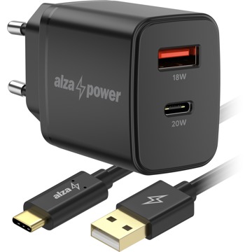 

AlzaPower A101CA Fast Charge 20W černá + Core USB-C 2.0 1m černý