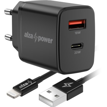 

AlzaPower A101CA Fast Charge 20W černá + Core Lightning MFi (C189) 1m černý