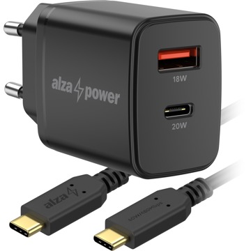 

AlzaPower A101CA Fast Charge 20W černá + Core USB-C 2.0 60W 1m černý
