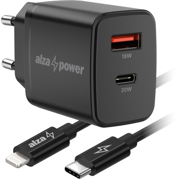 

AlzaPower A101CA Fast Charge 20W černá + Core Lightning MFi 1m černý