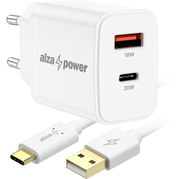 

AlzaPower A101CA Fast Charge 20W bílá + Core USB-C 2.0 1m bílý