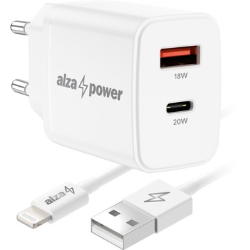 

AlzaPower A101CA Fast Charge 20W bílá + Core Lightning MFi (C189) 1m bílý