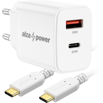 

AlzaPower A101CA Fast Charge 20W bílá + Core USB-C 2.0 60W 1m bílý