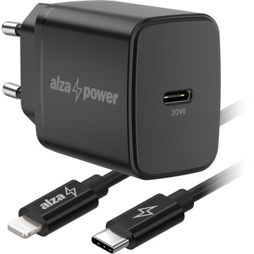 

AlzaPower A110C Fast Charge 20W černá + Core Lightning MFi 1m černý