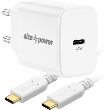 

AlzaPower A110C Fast Charge 20W bílá + Core USB-C 2.0 60W 1m bílý