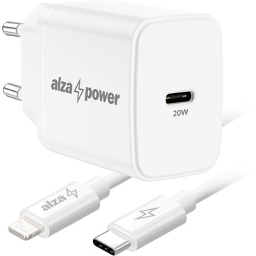 

AlzaPower A110C Fast Charge 20W bílá + Core Lightning MFi 1m bílý