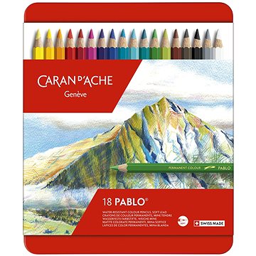 CARAN D'ACHE Pablo 18 barev v kovovém boxu