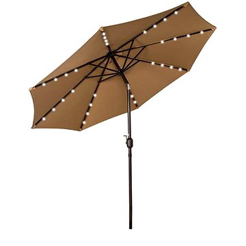 

CAPPA Slunečník zahradní LED solární, hnědý 300 cm